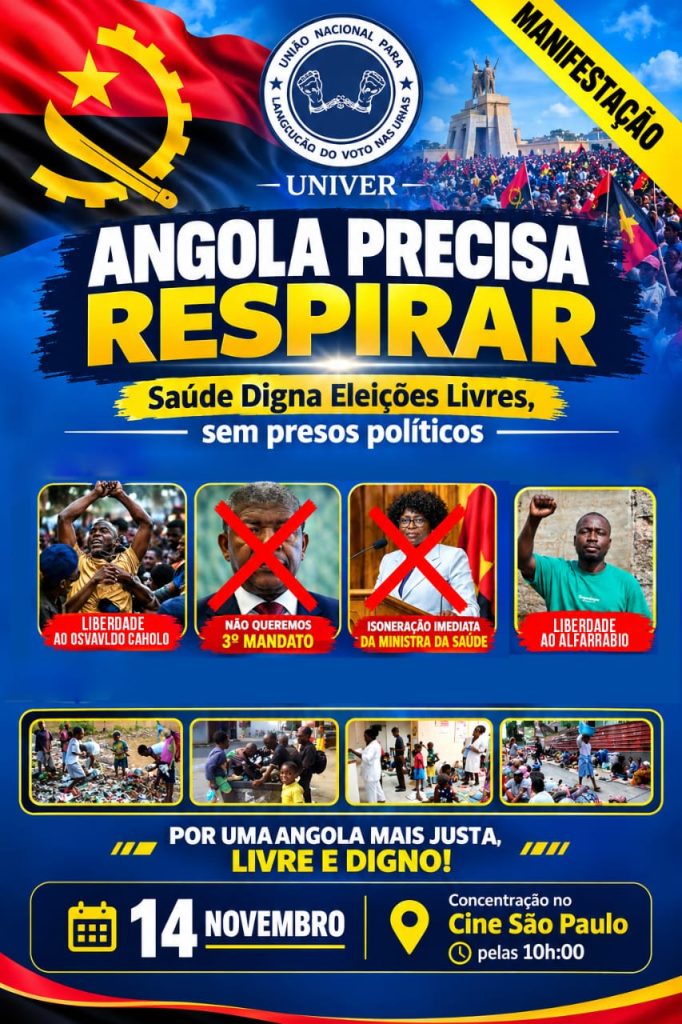 UNIVER CONVOCA MARCHA PARA EXIGIR QUE ANGOLA RESPIRE EM TODOS TUBOS